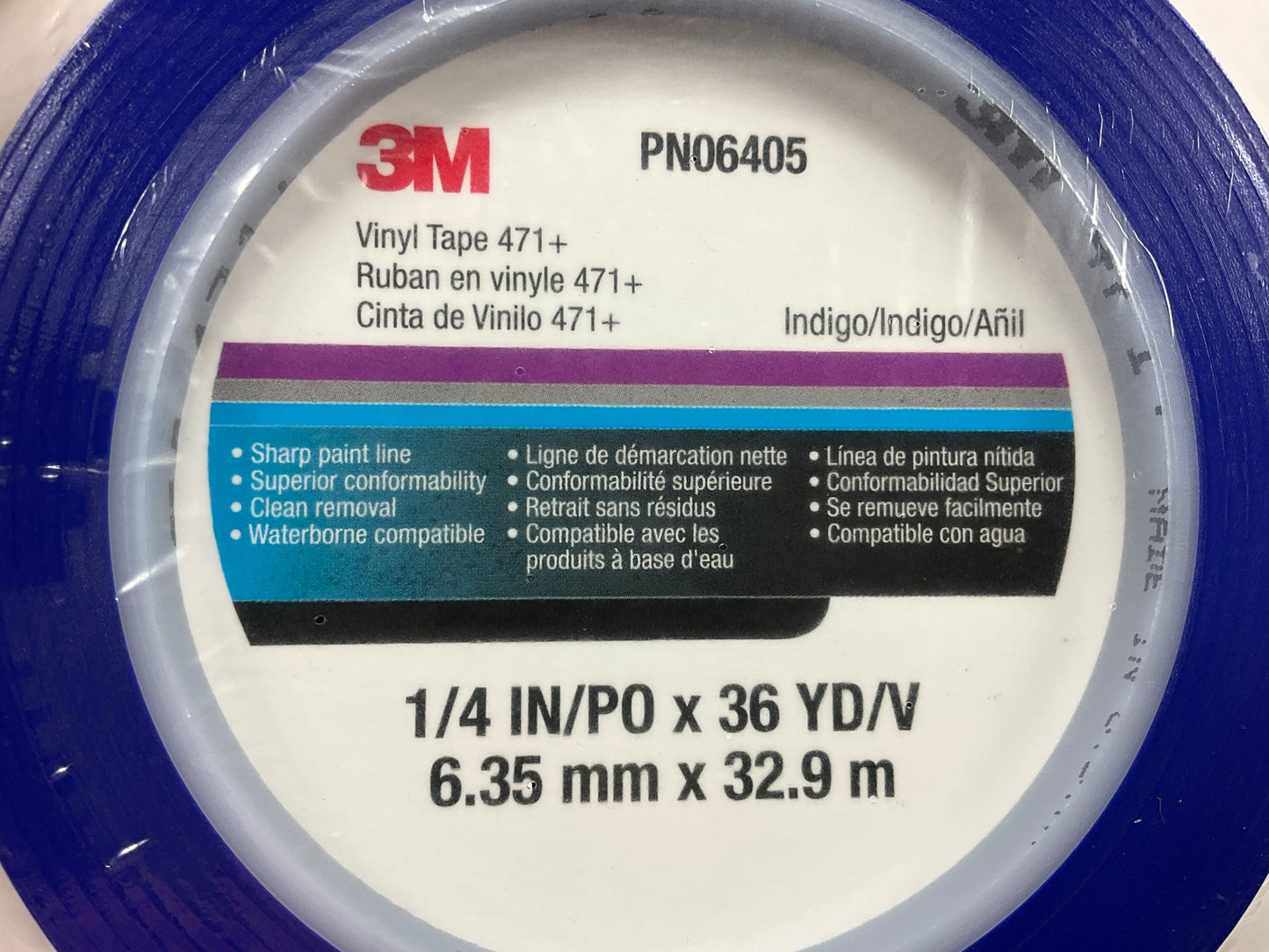 5 Rolls - 3M 06405 471+ 1/4'' X 36 Yds Plastic Blue Fine Line Vinyl Tape