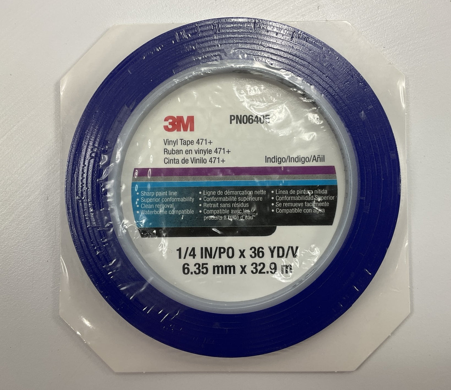 3M 06405 Scotch Plastic Tape 471, Blue, 1/4'' X 36 Yd.
