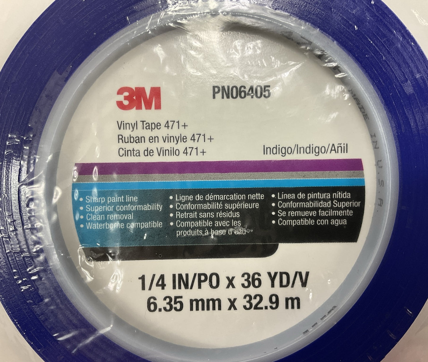 3M 06405 Scotch Plastic Tape 471, Blue, 1/4'' X 36 Yd.