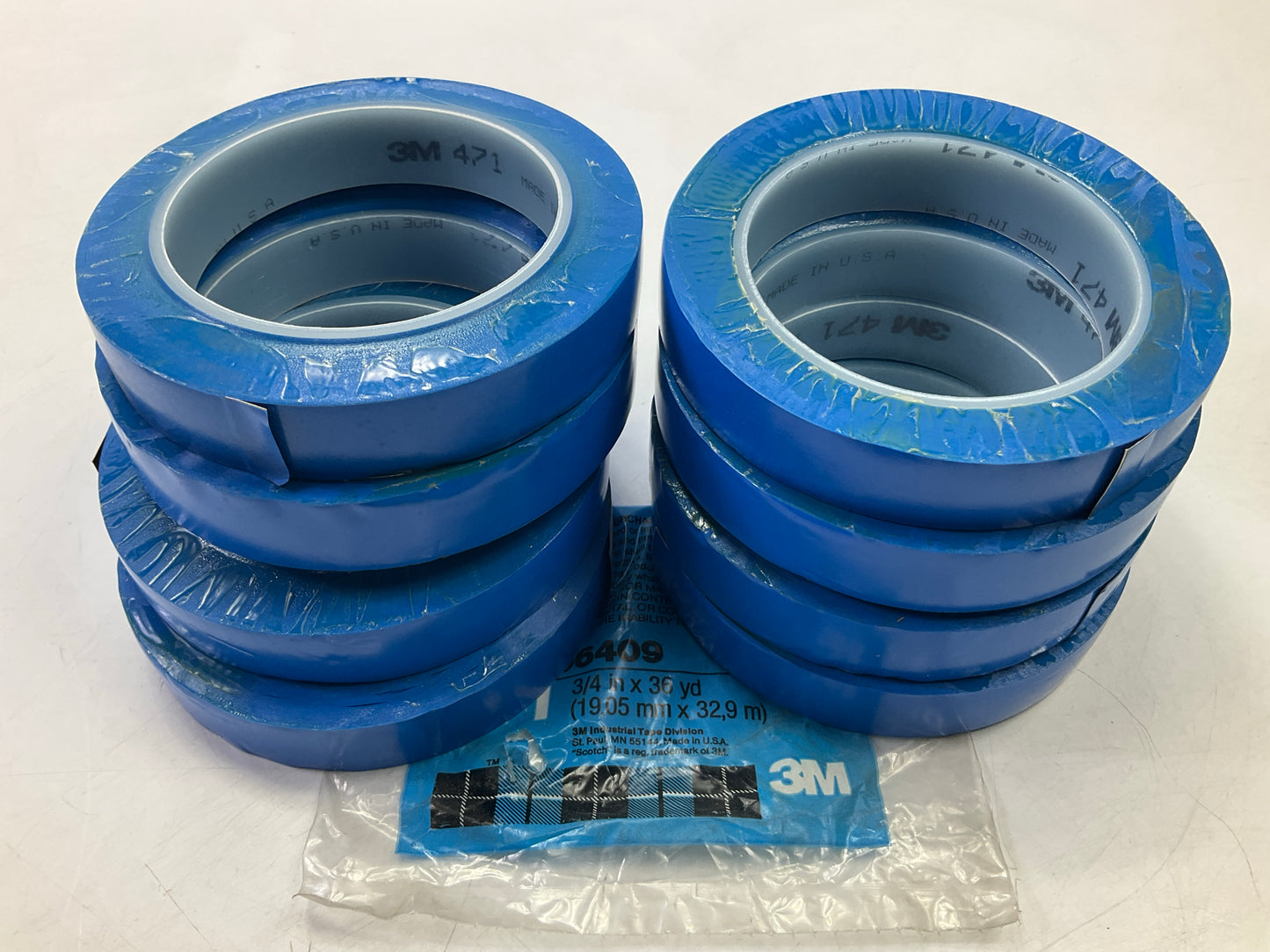 3M 06409 Indigo Blue Vinyl Paint Tape 471+ 3/4'' X 36 Yards - 8 Rolls Total