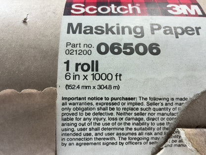 Cosmetic Damage#1 From Storage - 3M Scotch 021200 06506 Masking Paper 6'' X 1000'