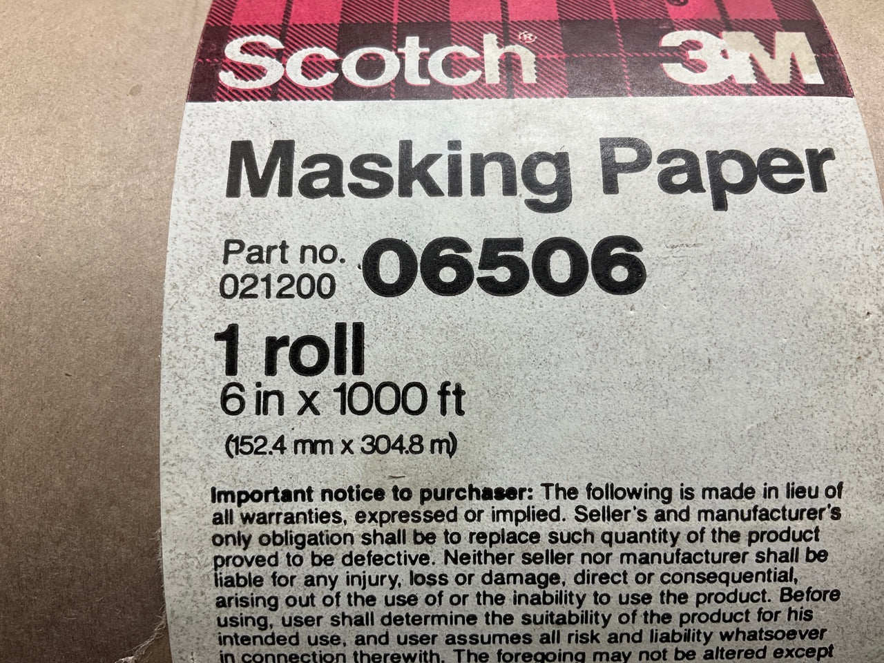 Cosmetic Damage From Storage - 3M Scotch 021200 06506 Masking Paper 6'' X 1000'