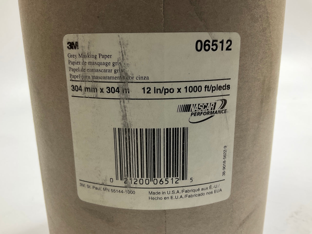 3M 06512 12'' X 1000 Feet Gray Masking Paper Roll, Heat Resistant, Flexible
