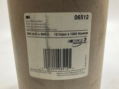 3M 06512 12'' X 1000 Feet Gray Masking Paper Roll, Heat Resistant, Flexible