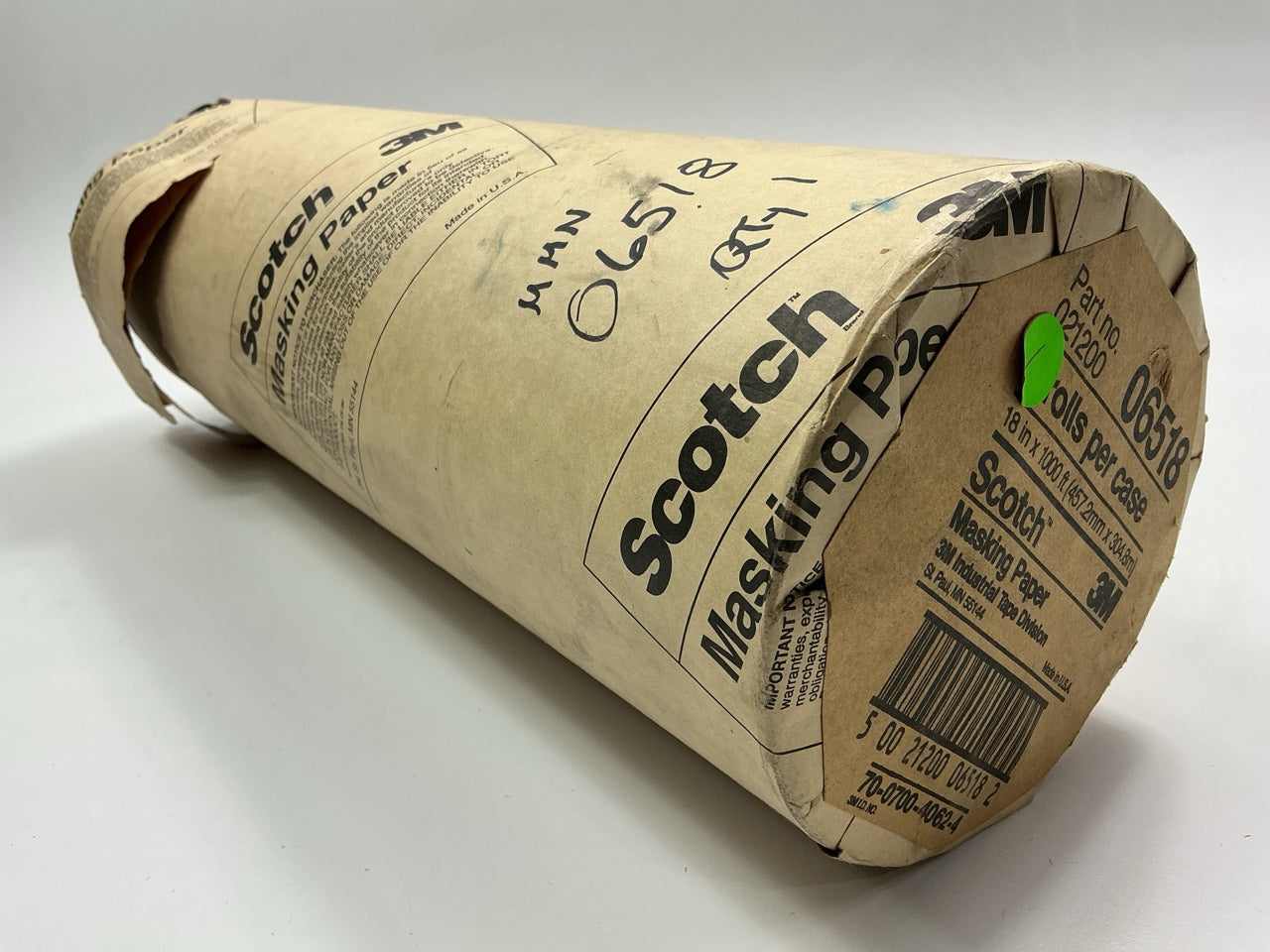 3M 06518 Heat Resistant, Flexible Masking Paper 18'' X 1000 Feet Resists Solvents