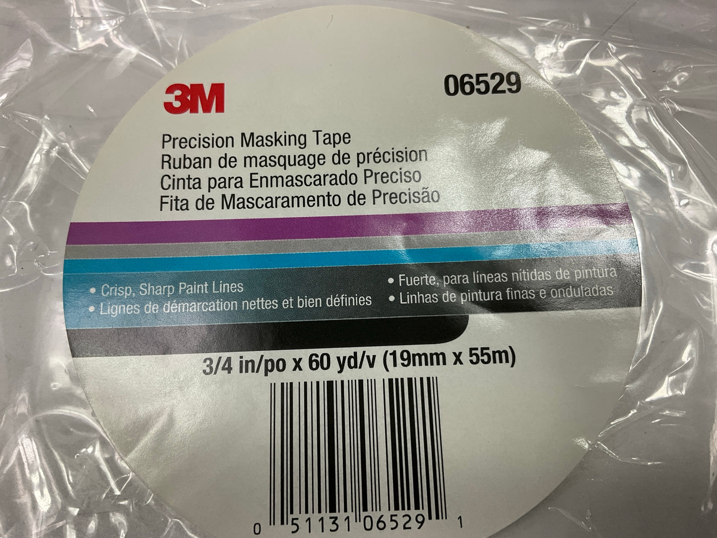 10 Rolls - 3M 06529 Precision Green Masking Tape, 3/4 Inch X 60 Yards Each Roll