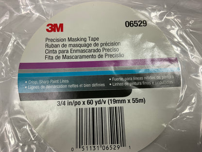 10 Rolls - 3M 06529 Precision Green Masking Tape, 3/4 Inch X 60 Yards Each Roll