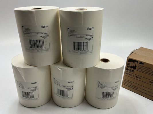 (5) 3M 06537 White Masking Paper Heat Resistant Flexible Lint Free 6'' X 750 Feet