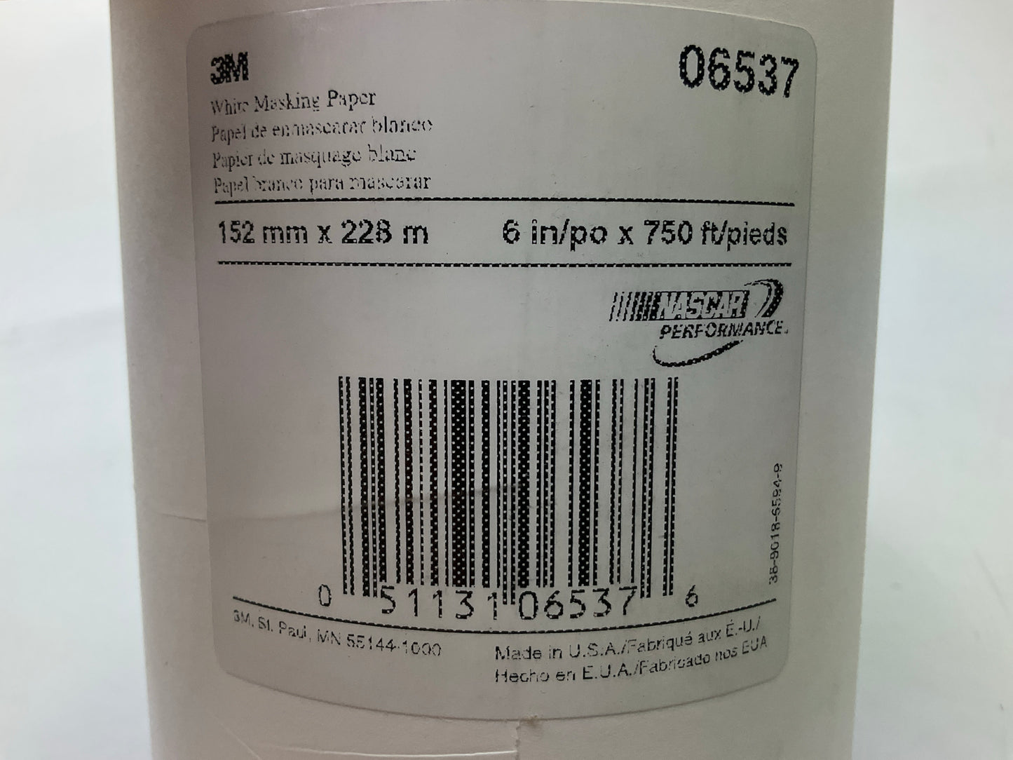 3M 06537 White Masking Paper Heat Resistant, Flexible, Lint Free, 6'' X 750 Feet