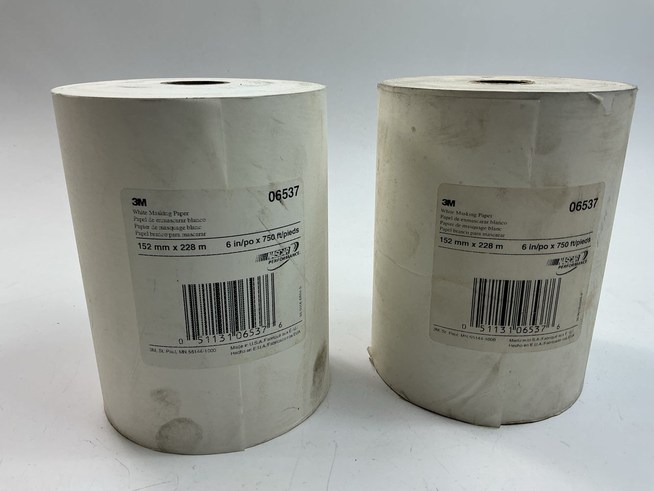 AS SHOWN (2) Rolls 3M 06537 White Masking Paper Heat Resistant Lint Free 6''x750'