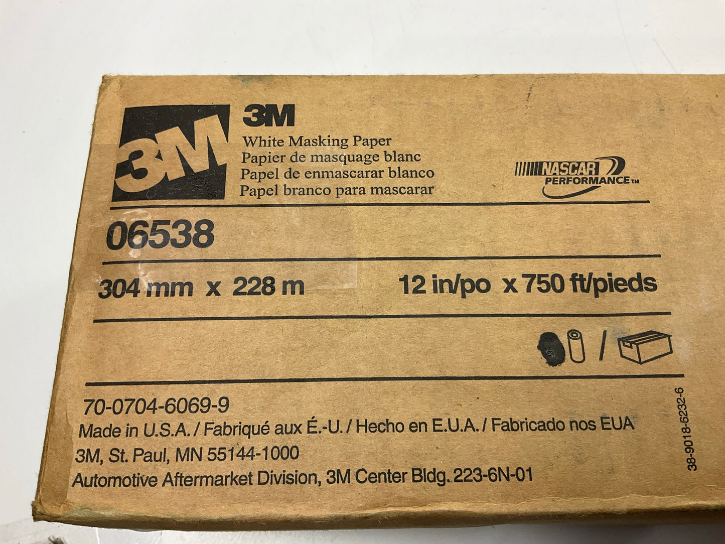 3M 06538 White Automotive Paint Masking Paper 12 In X 750 Feet - TWO ROLLS