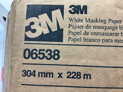 3M 06538 White Automotive Paint Masking Paper 12 In X 750 Feet - TWO ROLLS