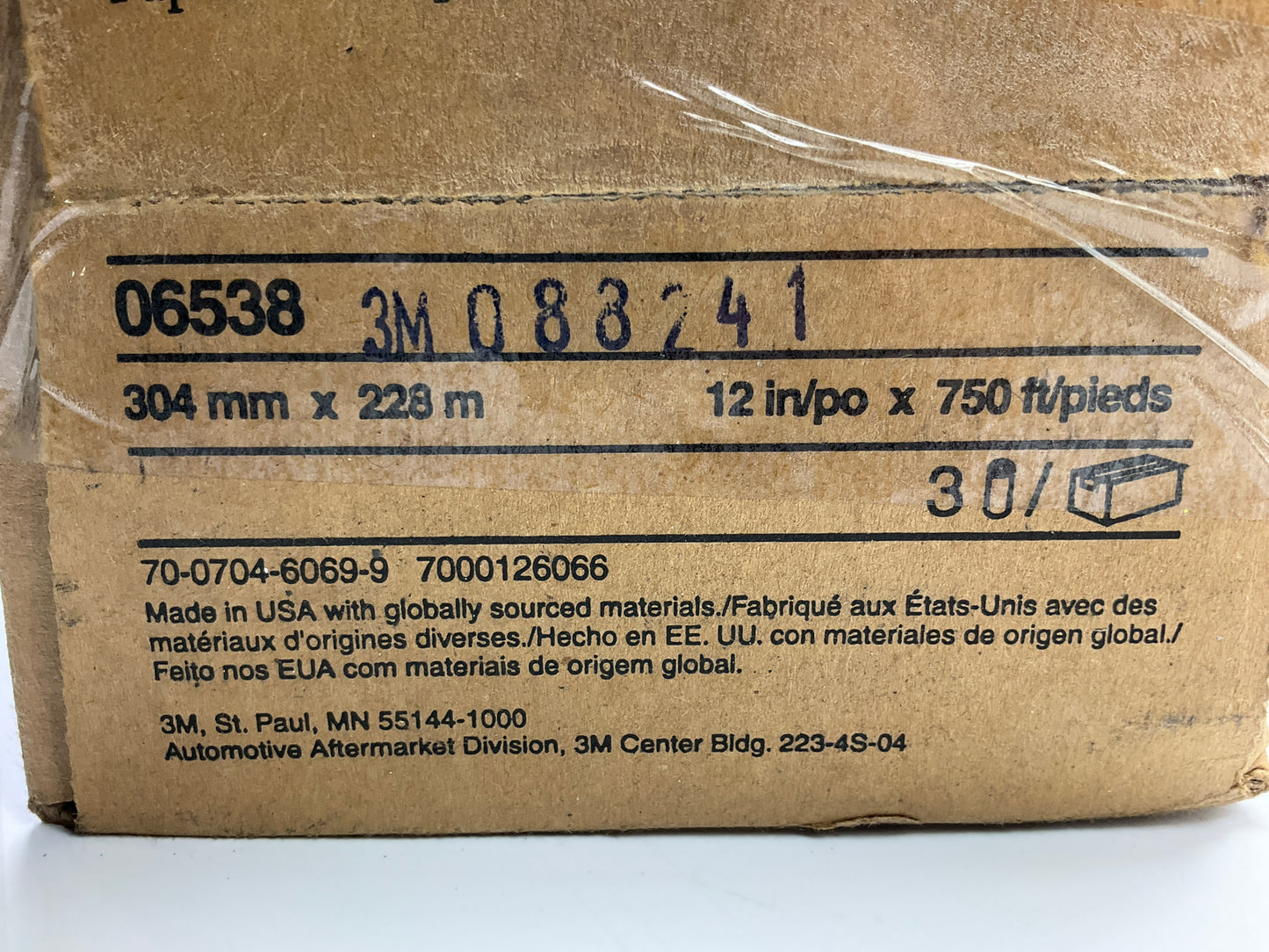 3M 06538 White Automotive Paint Masking Paper 12 In X 750 Feet - 3 ROLLS