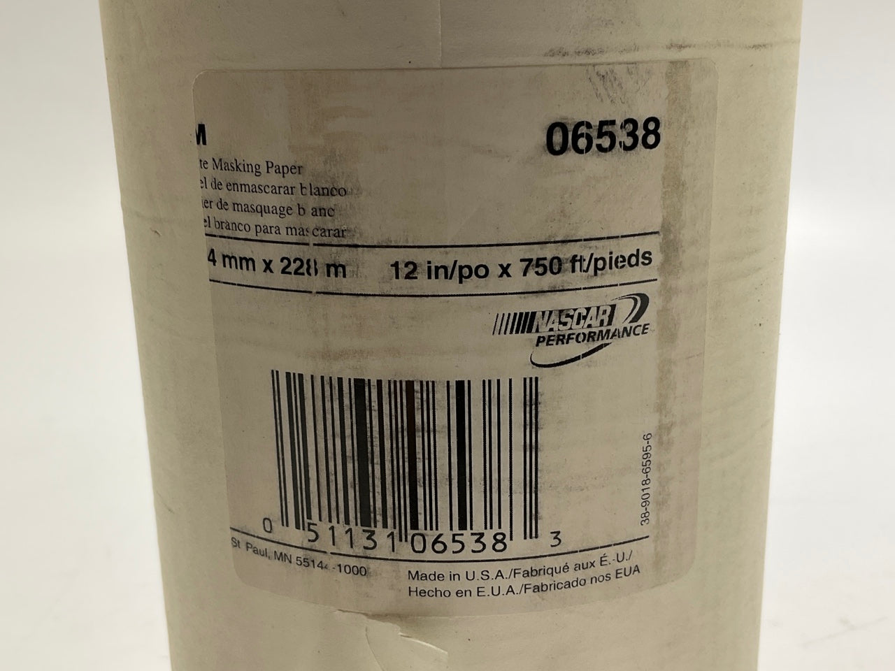3M 06538 White Automotive Paint Masking Paper 12 In X 750 Ft - ONE ROLL