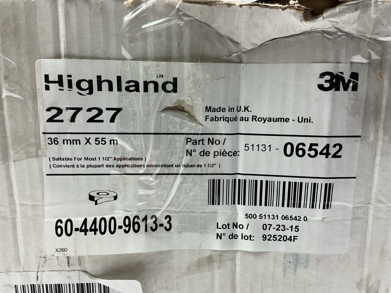 3M 06542 Highland Masking Tape 36mm X 55m (180' X 1.41''), 22 Rolls