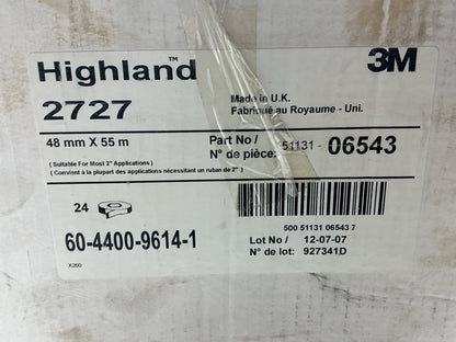 3M 06543 Highland Masking Tape 2727, 1.89''x60 Yard (48mm X 55M), 24 Rolls Total