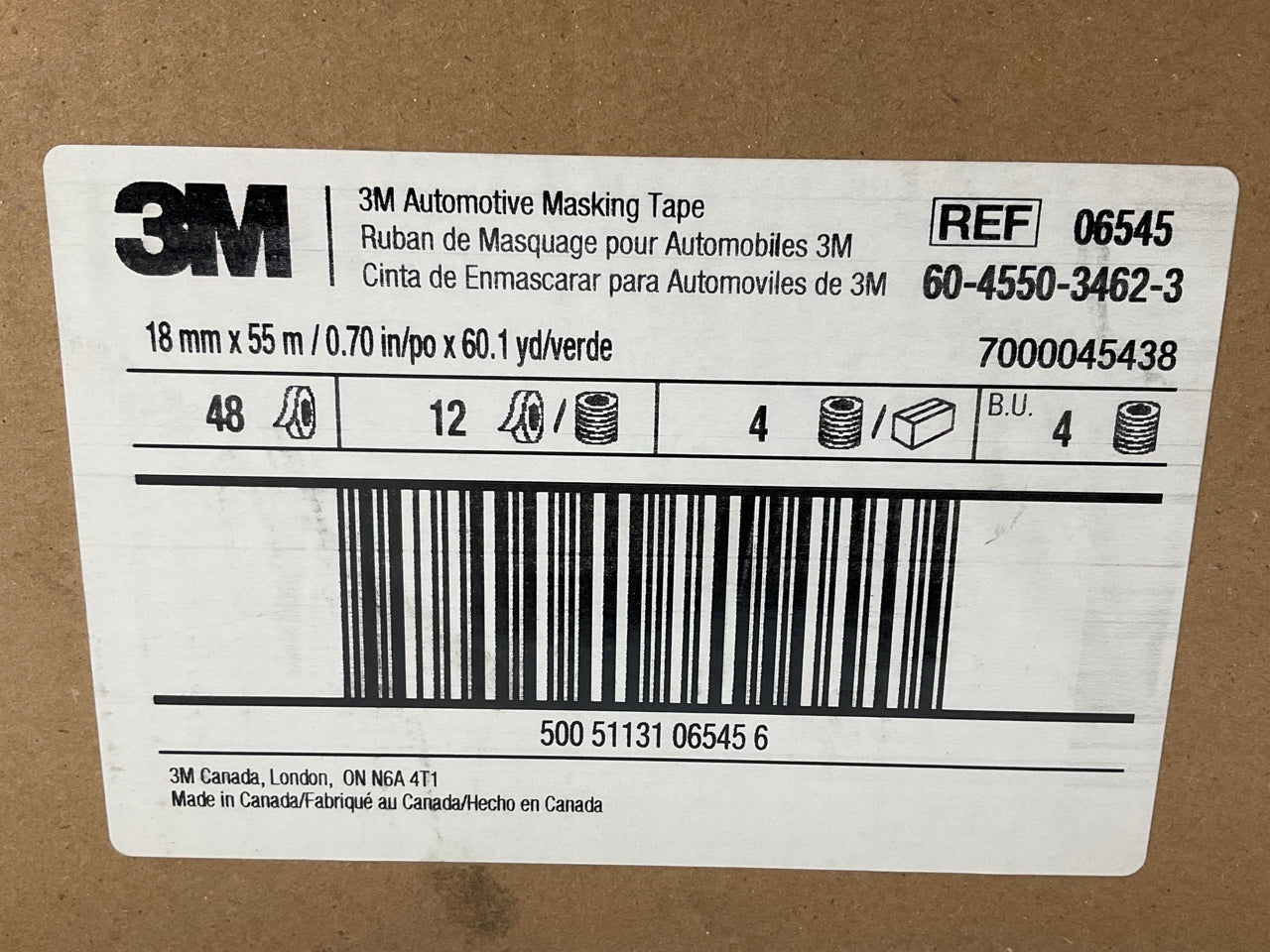 (48) Rolls - 3M 06545 Automotive Masking Tape 3/4'' X 60 Yard Each Roll