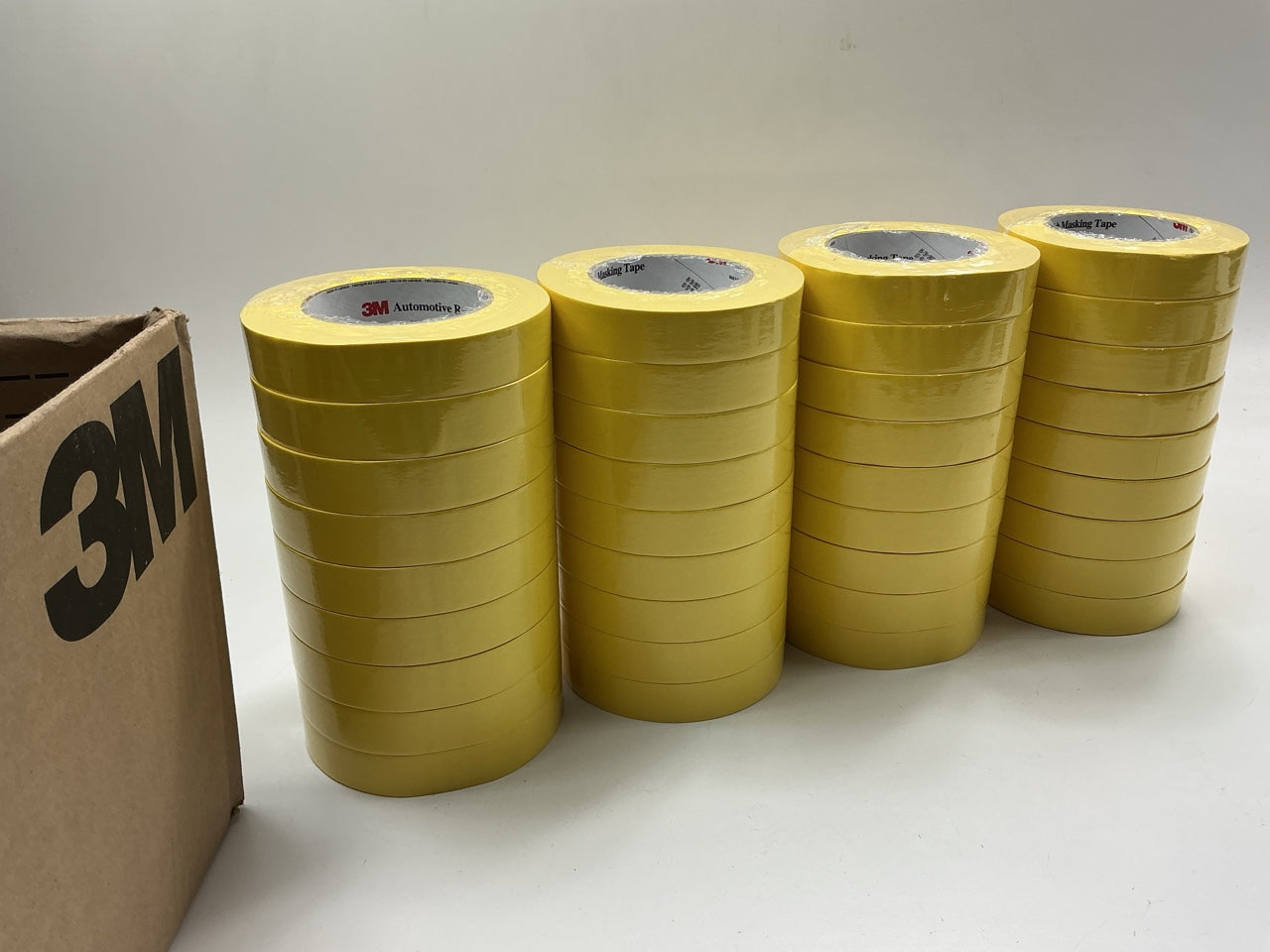 (12) ROLLS, 3M 06653 (24 Mm X 55 M) 1'' Automotive Refinish Masking Tape Yellow