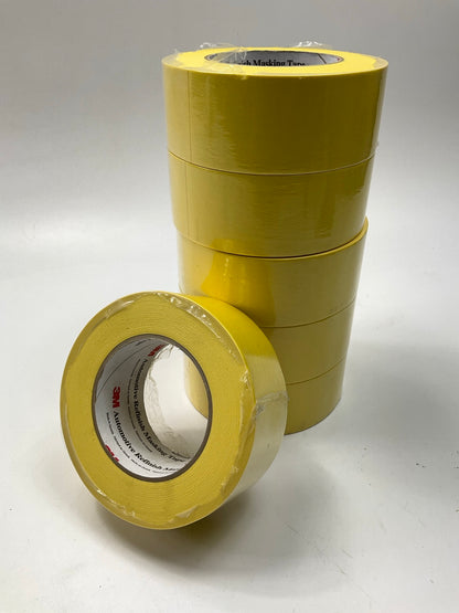 3M 06656 Crepe Paper Automotive Refinish Tape 2'', 6 Pack Yellow 1.875'' X 60 Yard