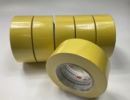 3M 06656 Crepe Paper Automotive Refinish Tape 2'', 6 Pack Yellow 1.875'' X 60 Yard
