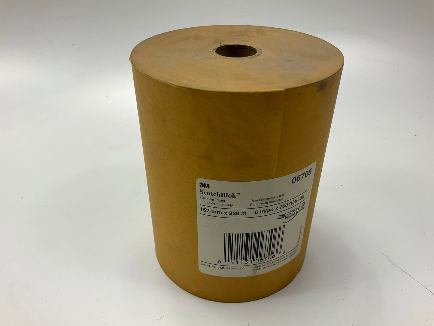 3M 06706 Scotchblok Masking Paper, Gold, Polycoated,  6'' X 750 Feet, 1 Roll
