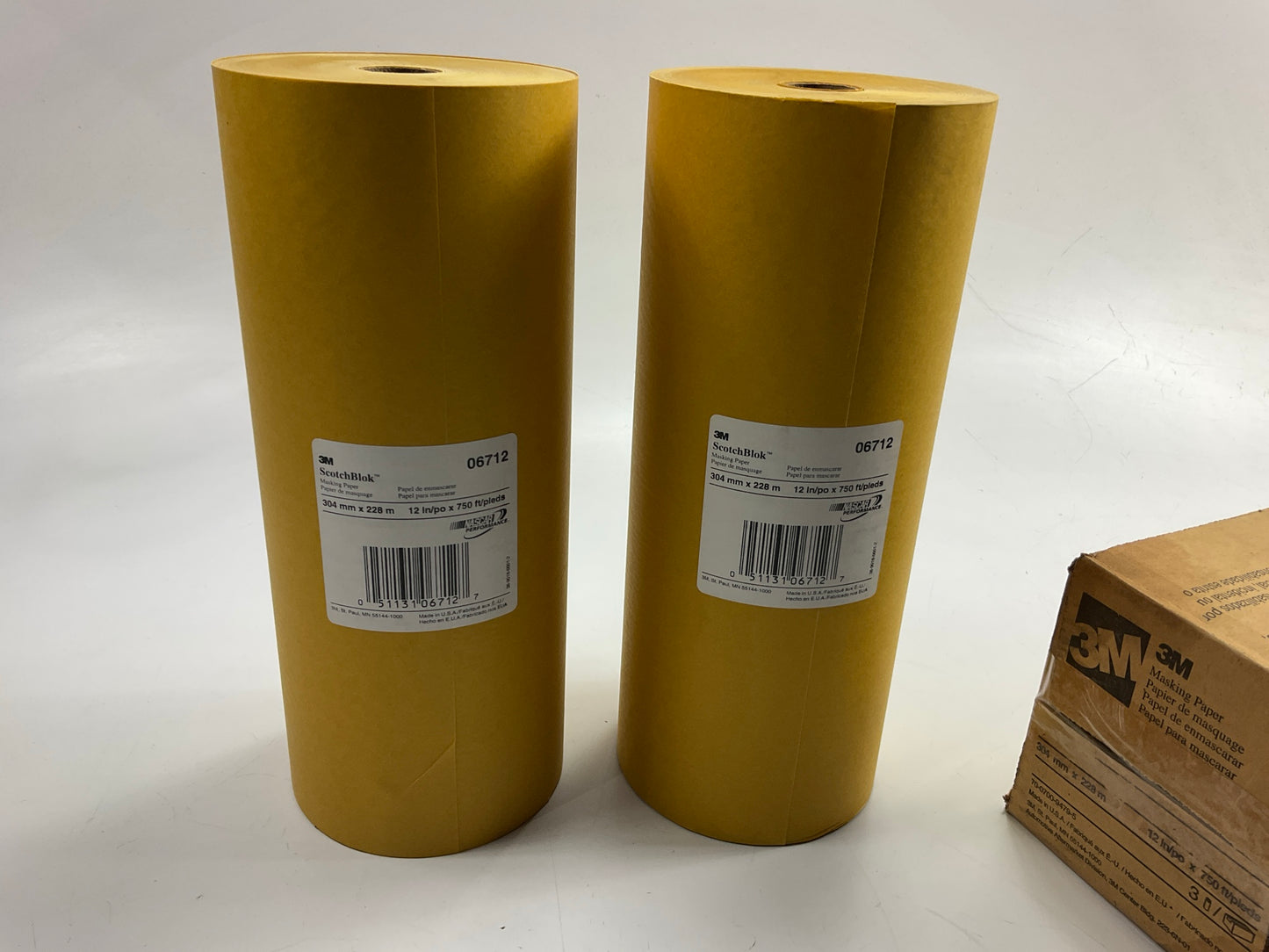 3M 06712 Scotchblok Gold Paint Masking Paper, 2 Rolls Of 12'' X 750 Feet Each