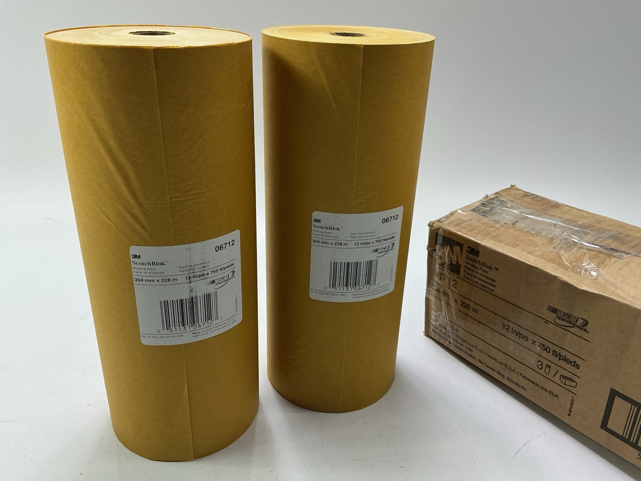 IMPERFECT 3M 06712 Scotchblok Gold Paint Masking Paper, 2 Rolls Of 12''x750' Each