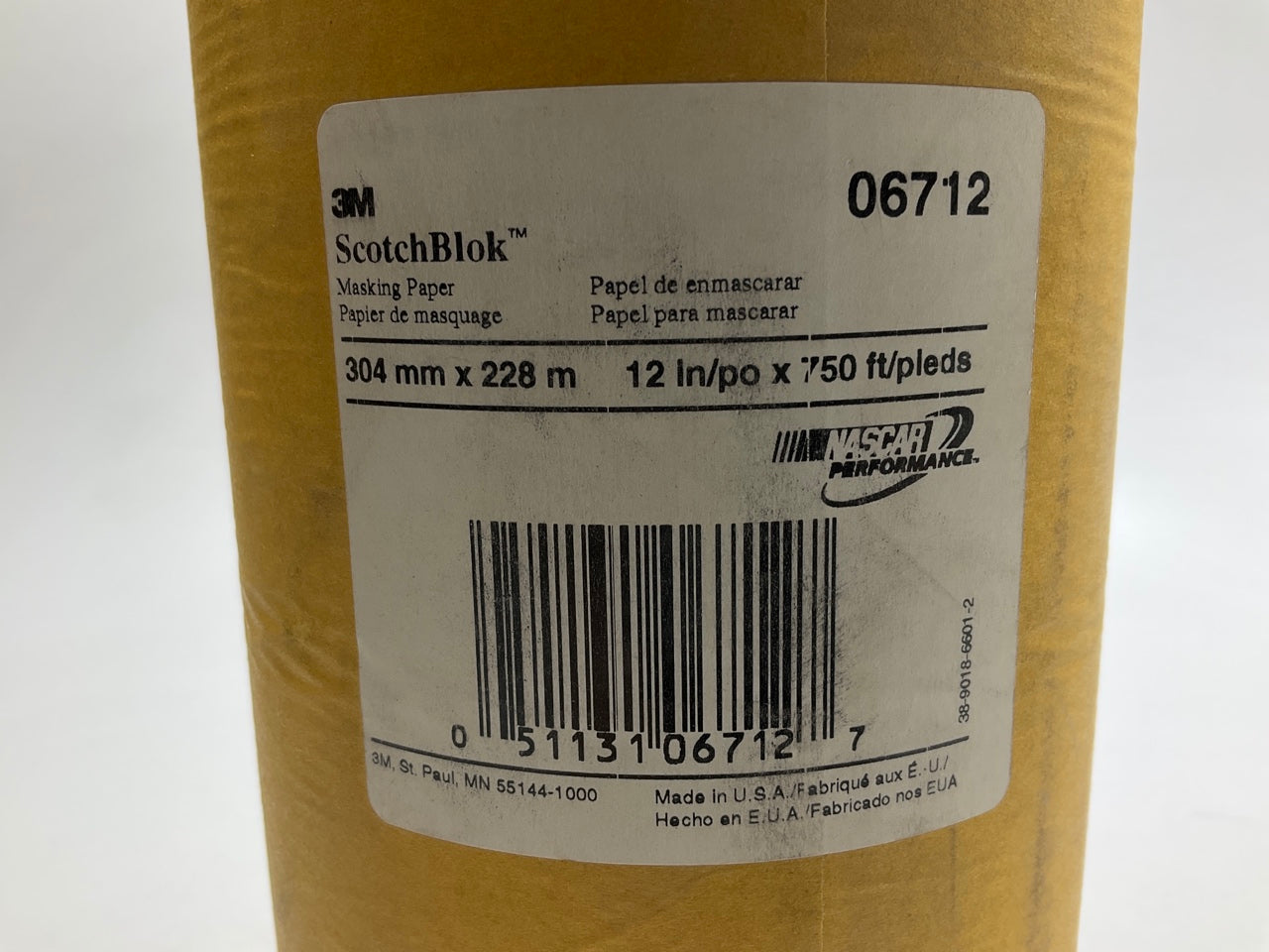 3M 06712 12'' X 750' Masking Paper Roll,  Gold Color, Polycoated Backing
