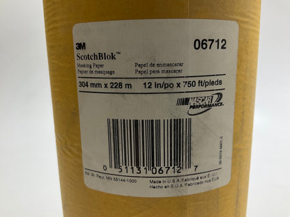 3M 06712 12'' X 750' Masking Paper Roll,  Gold Color, Polycoated Backing