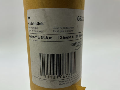 3M 06732 Scotchblok Masking Paper, 12 In X 180 Feet, 1 Roll
