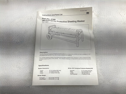 3M 06780 Overspray Protective Sheeting Masker Rolling Plastic Sheet Dispenser