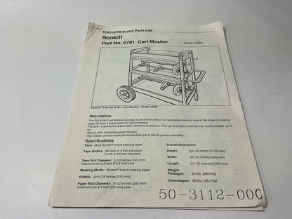 3M 06781 2-tier Rolling Masking Paper Dispenser Cart For Body Shop, Up To 18'' W