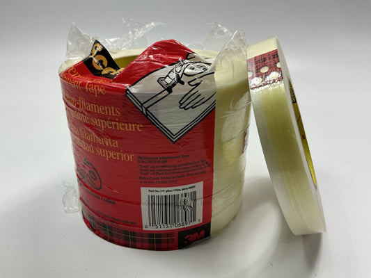 3M 06897 Scotch 180' X 0.7'' Clear Filament Strapping Fiber Tape -  7 Rolls
