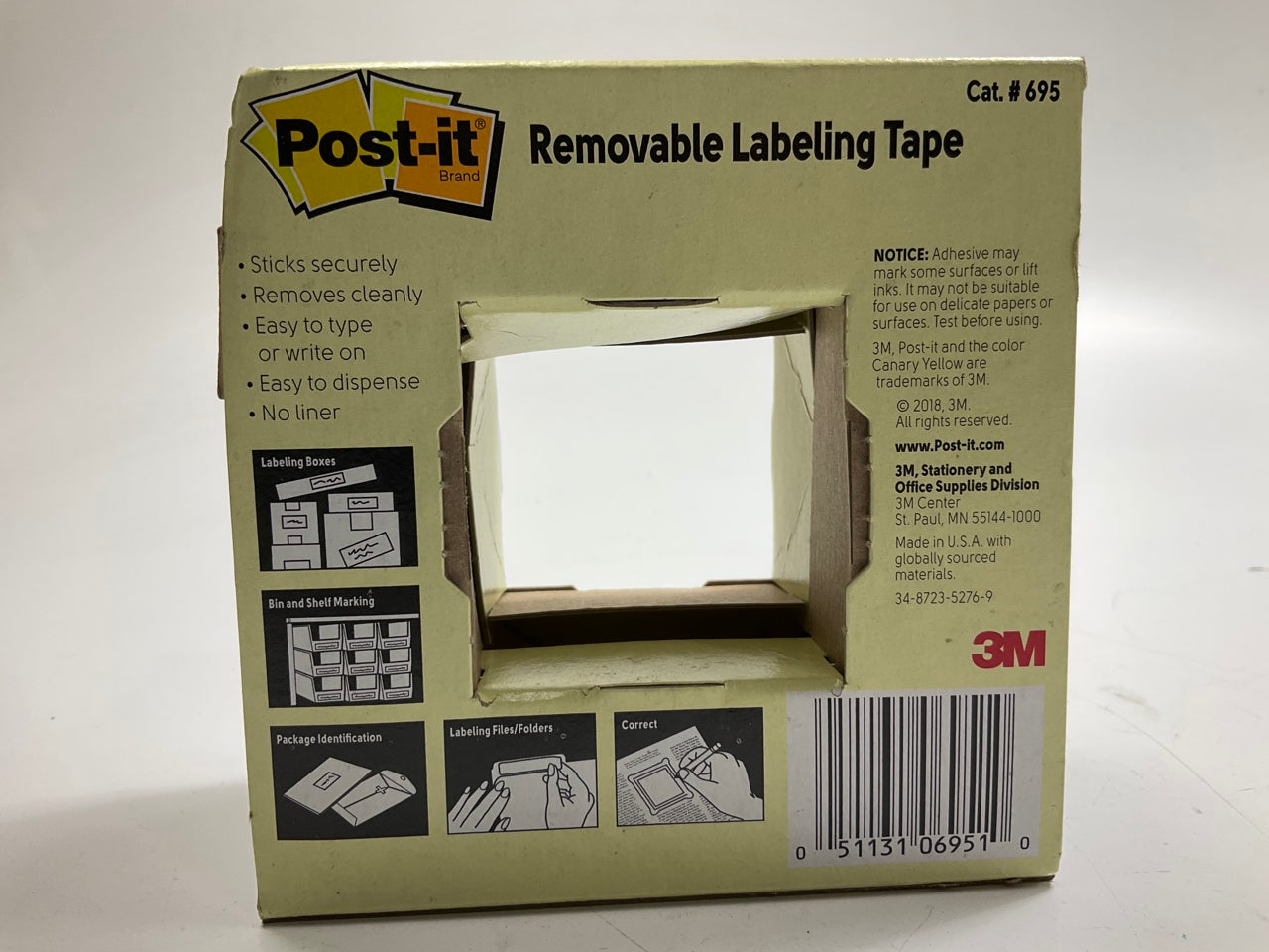 3M Post-it 06951 Labeling Tape 695, 2 Inches X 36 Yards, White