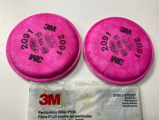 3M 2091 P100 Replacement Particulate Filters Respirator Protection EXP 02/2027