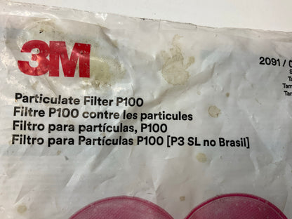 3M 2091 P100 Replacement Particulate Filters Respirator Protection EXP 02/2027