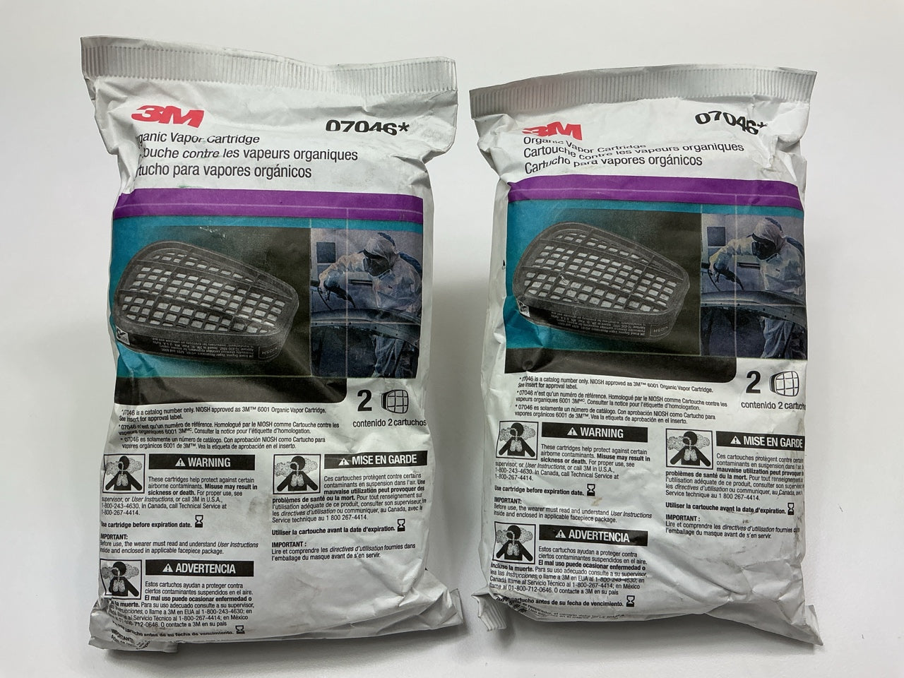 2 Packs Of 2, 3M 07046 Organic Vapor Mask Cartridge 6001 (as Shown) Exp. 03/2027