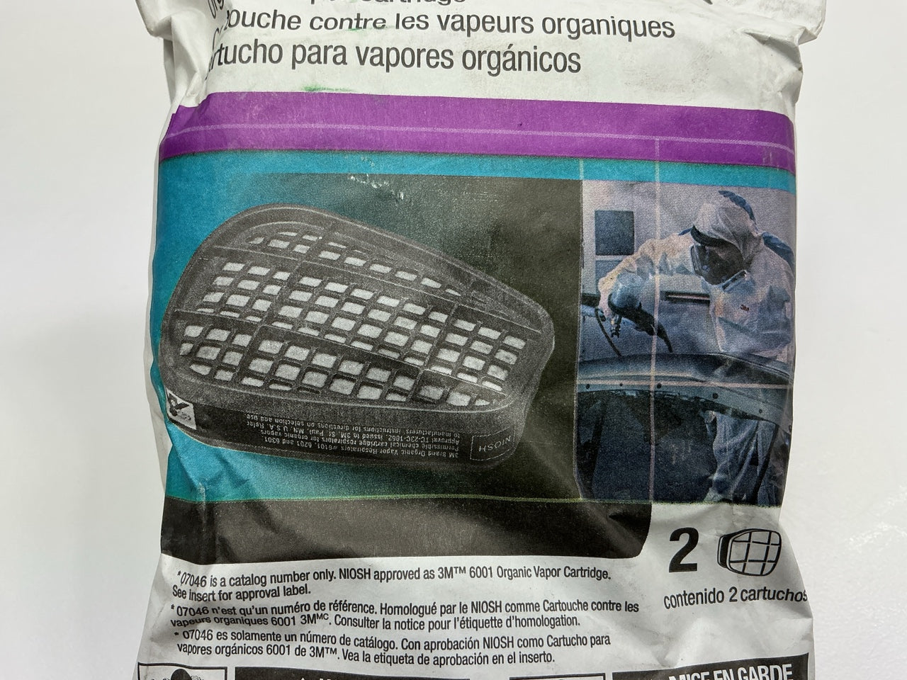 2 Packs Of 2, 3M 07046 Organic Vapor Mask Cartridge 6001 (as Shown) Exp. 03/2027