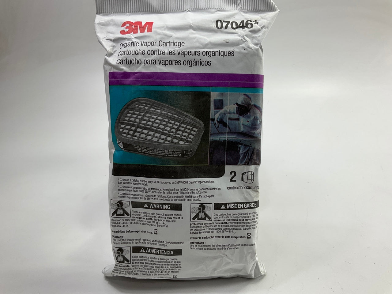 3M 07046 Organic Vapor Cartridge 6001 - 2 Pack (as Shown) Exp. 06/2028
