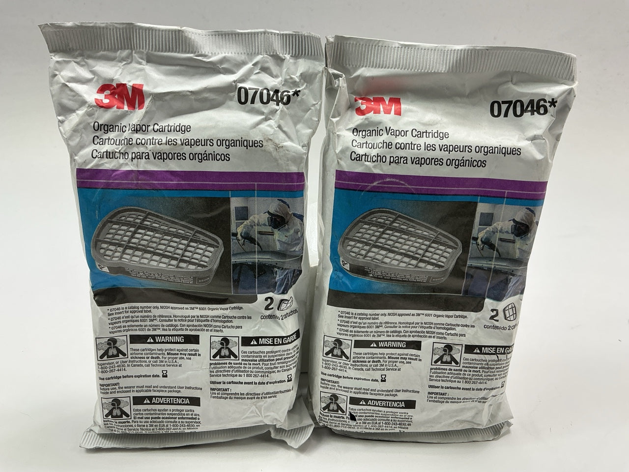 2 Packs, As Shown - 3M 07046 Organic Vapor Filter Cartridge 6001 Expires 06-2029