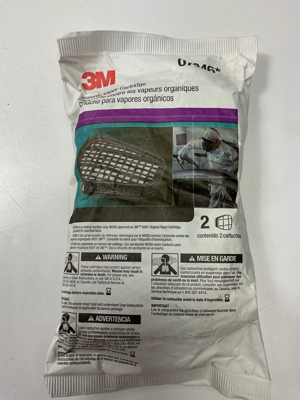 3M 07046 Organic Vapor Cartridge 6001 - 2 Pack (as Shown) Exp. 08/2028