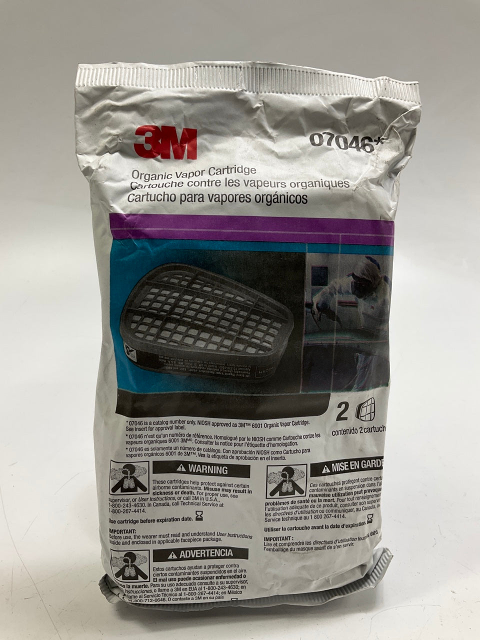 3M 07046 Organic Vapor Cartridge 6001 - 2 Pack (as Shown) Exp. 11/2025