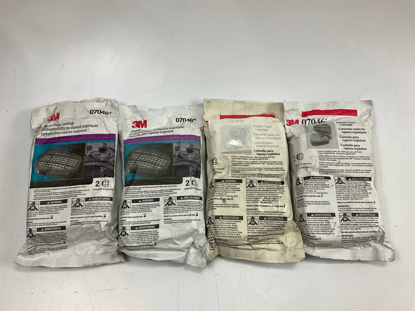 EXPIRED LOT - 3M 07046 Organic Vapor Filter Cartridges, 4 Packs Of 2 Each