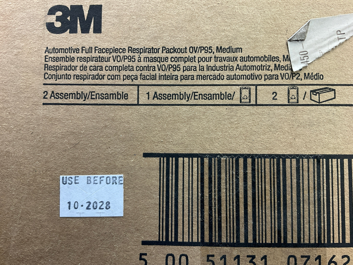 (2) 3M 07162 Full Facepiece Respirator Packout Organic Vapor/P95 Mask Medium