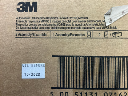 (2) 3M 07162 Full Facepiece Respirator Packout Organic Vapor/P95 Mask Medium