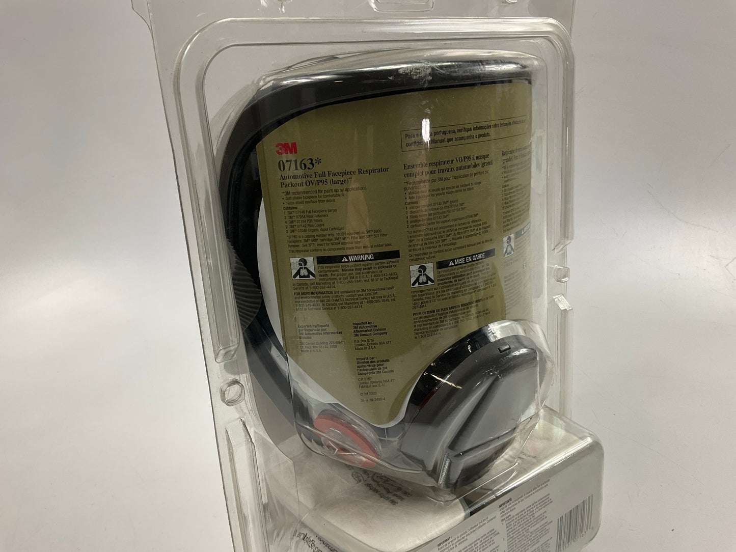 3M 07163 Full Facepiece Respirator Packout Organic Vapor P95, Large EXP 07-2027