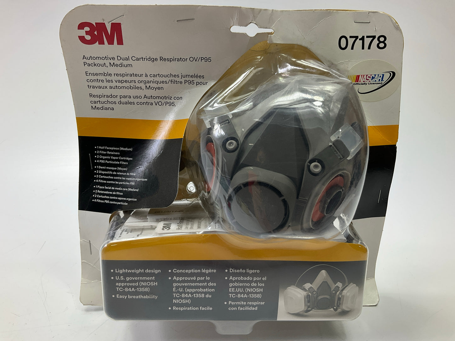 3M 07178 Automotive Paint Spray Respirator Mask, Medium OV/P95 Exp. 02/2026