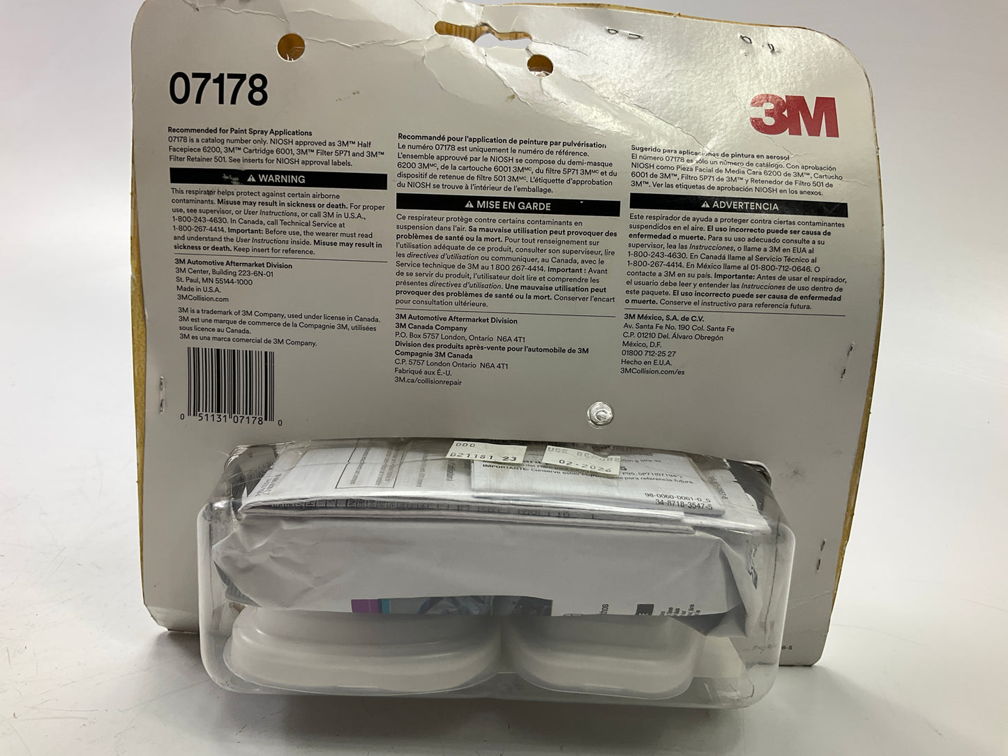 3M 07178 Automotive Paint Spray Respirator Mask, Medium OV/P95 Exp. 02/2026