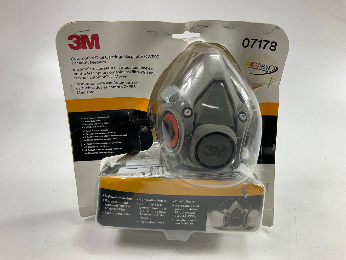 3M 07178 Automotive Paint Spray Respirator Mask, Medium OV/P95 Exp. 06/2026