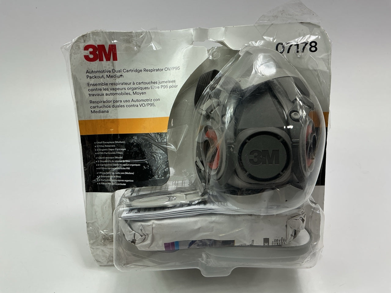 OPEN BOX 3M 07178 Automotive Paint Spray Respirator Mask, Medium OV/P95 08/2029
